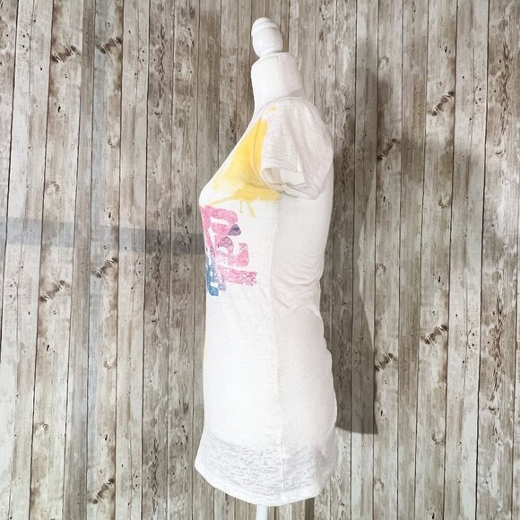 Nollie Short Sleeve Graphic Burnout Tee | White | Scoop Neck | Extra Small | Y2K - Picture 4 of 12